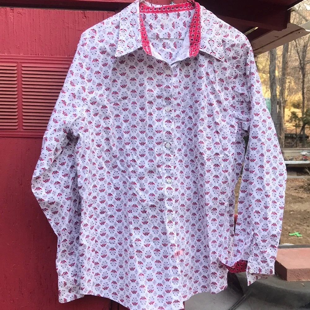 XXL George strait long sleeve button up with red white and blue details - Picture 1 of 7